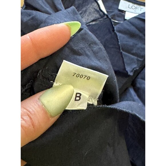 ANN TAYLOR LOFT Women Tiered Blue Ruffle Front Tank Top Sleeveless Small NWT - Picture 11 of 13